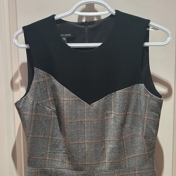 JUDITH & Charles wool blend sleeveless Color block sheath dress 6 made in Canada - Picture 5 of 11